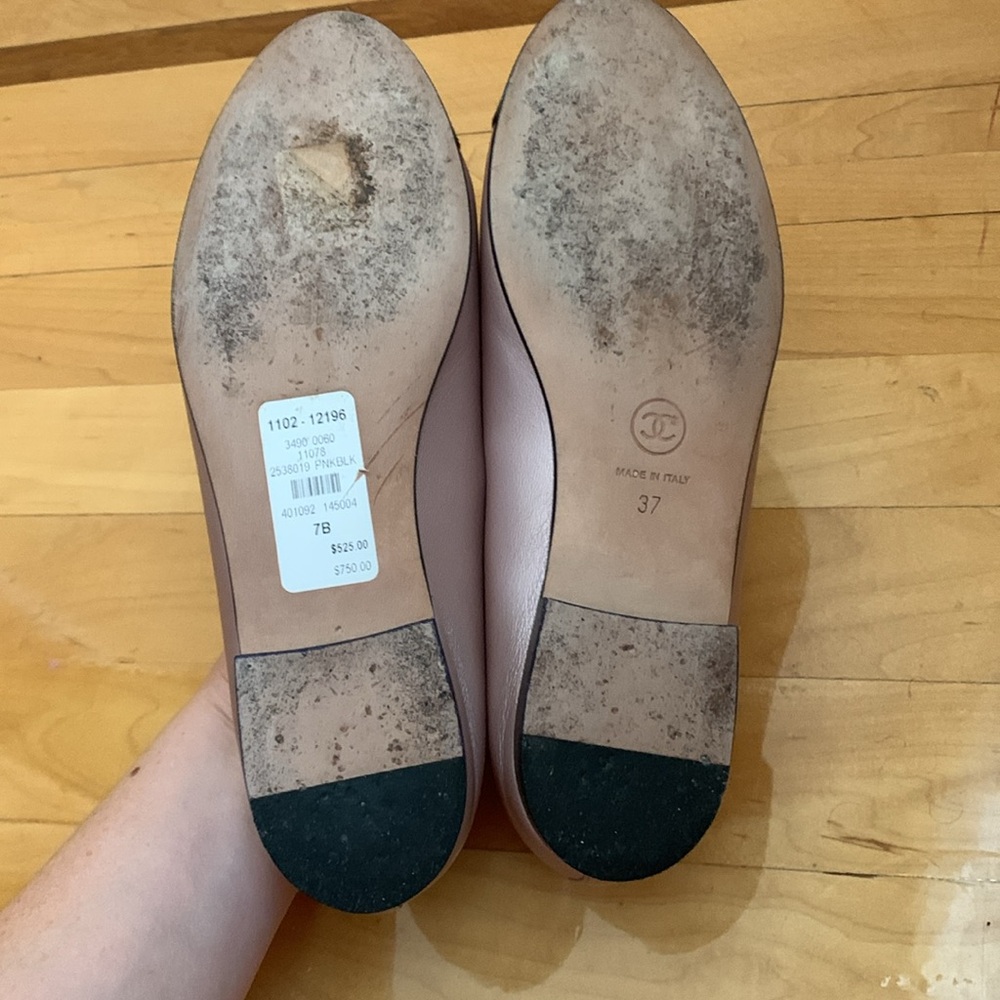 COPY - CHANEL LIGHT PINK SIZE 37 LEATHER BALLET FLATS - Picture 10 of 14